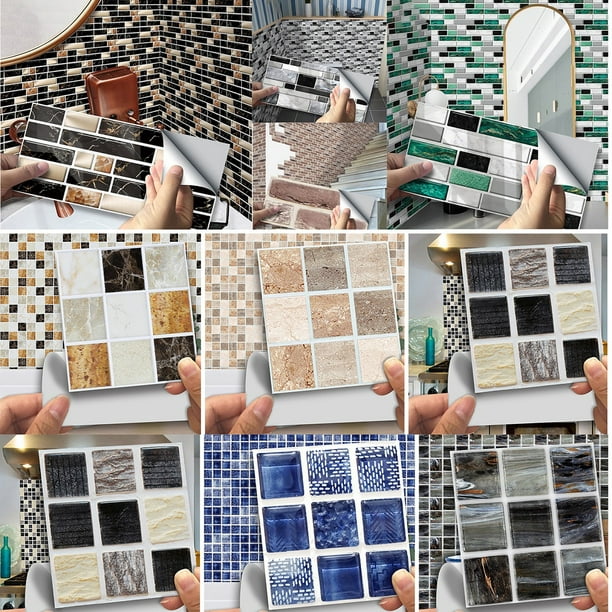 Details about   30X Kitchen Tile Stickers Bathroom Mosaic Sticker Self-adhesive Wall Home Decor 